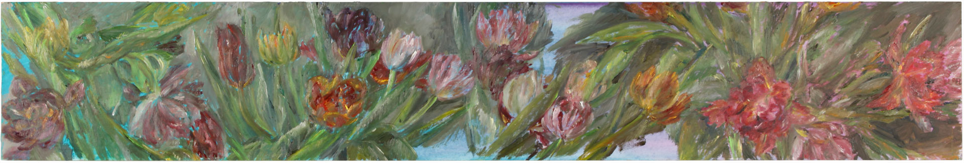 Blumen 2, 2022, Öl, 20 x 120 cm
